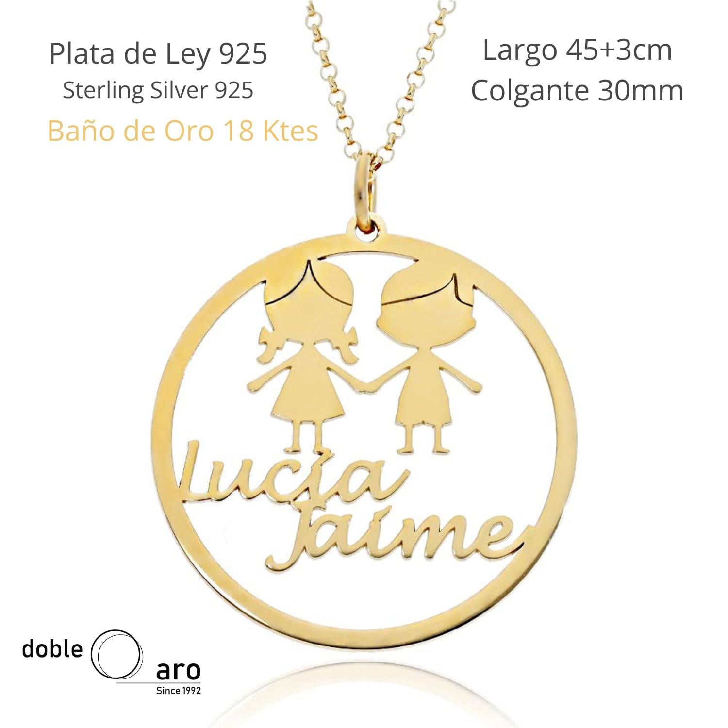 Collar con Nombres Niños Personalizado - Añade los Nombres de tus Hijos entre 1 y 3 Niños - Regalo para mamá