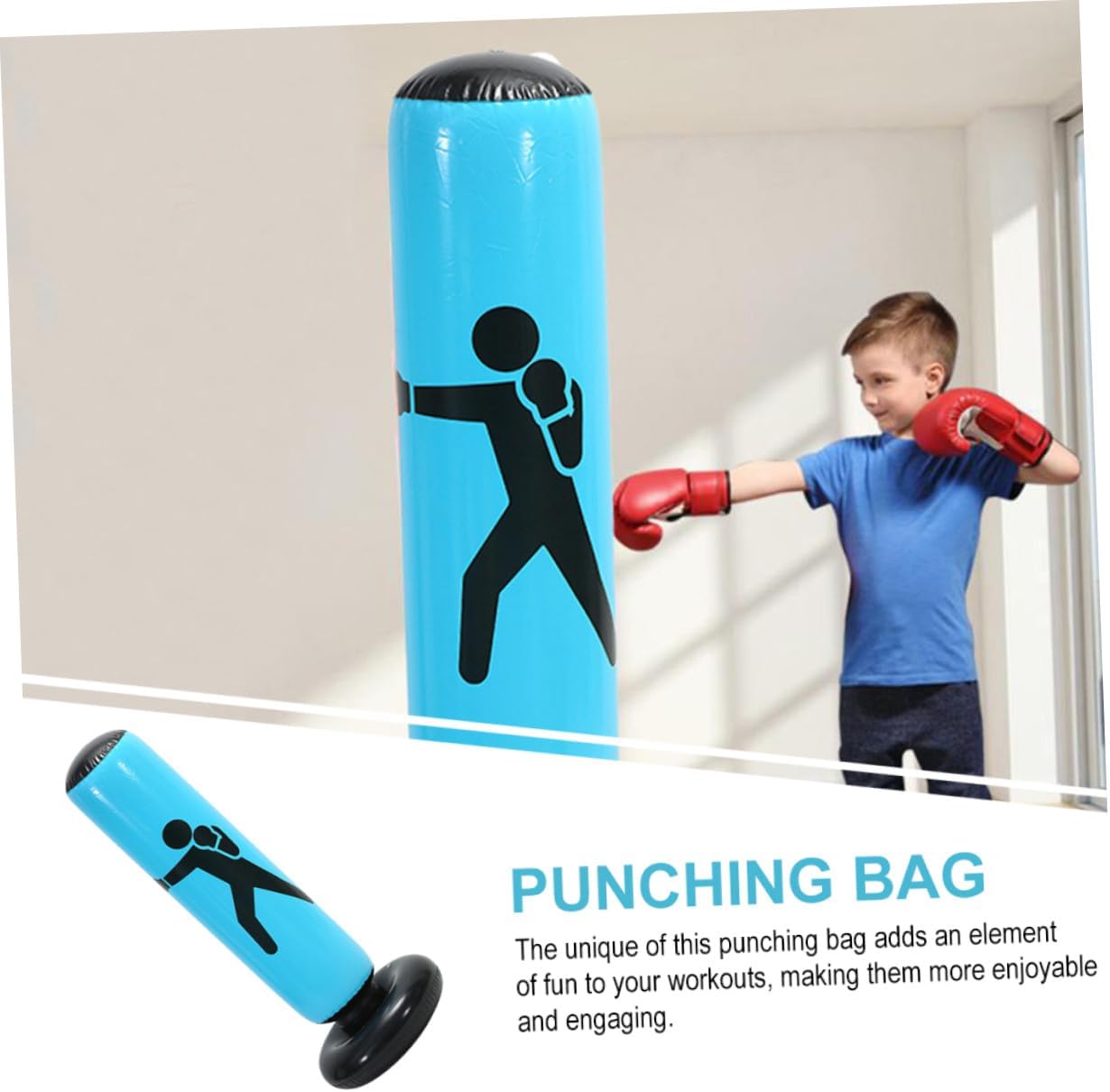 Inflatable Standing Punching Bag for Boxing Adults, Thickened Sturdy PVC Material, Stable Kickboxing Training Equipment for Home Gym and Fitness
