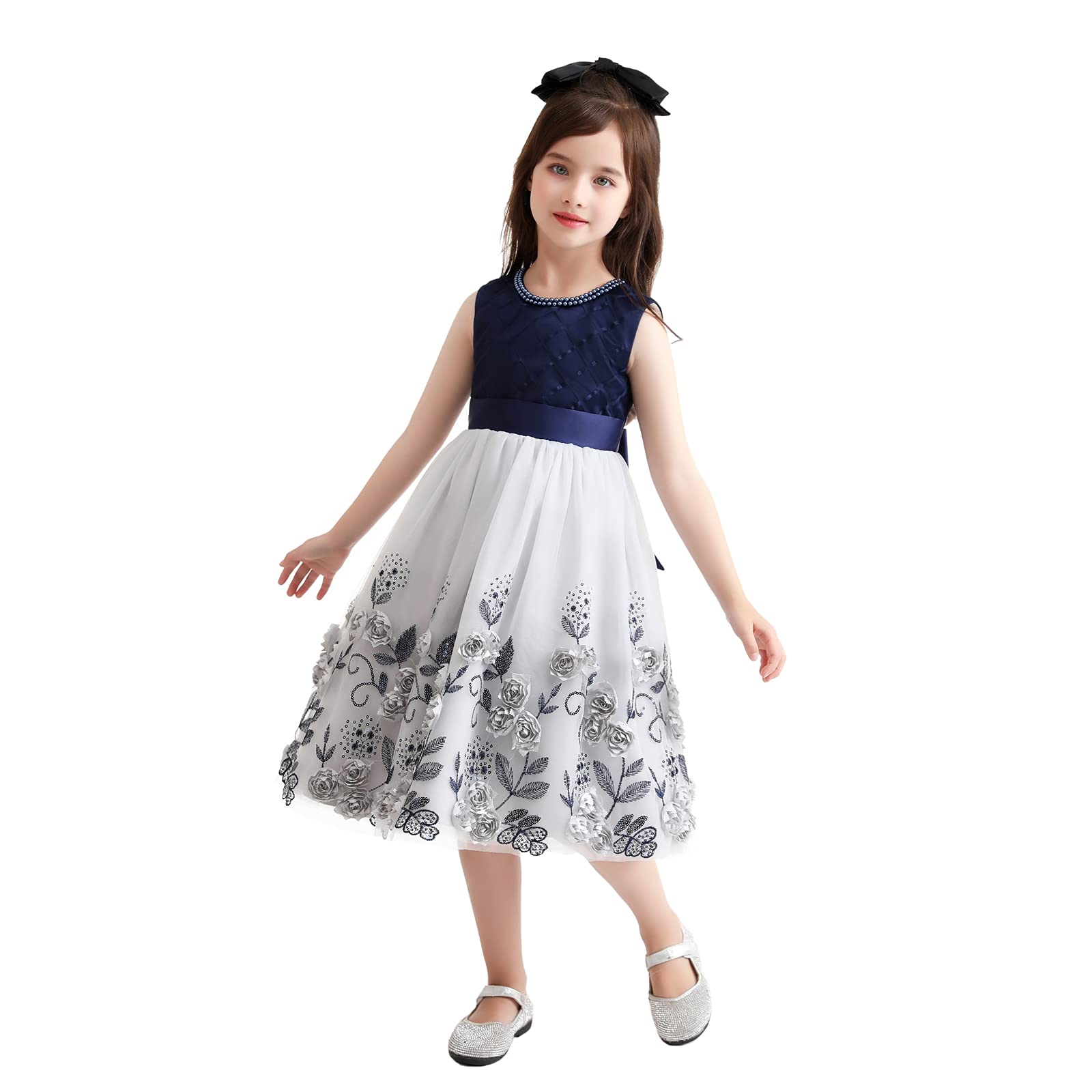Cichic Elegante Vestito da Principessa per Occasioni Speciali per Bambine 5-6 Anni, Viola Chiaro