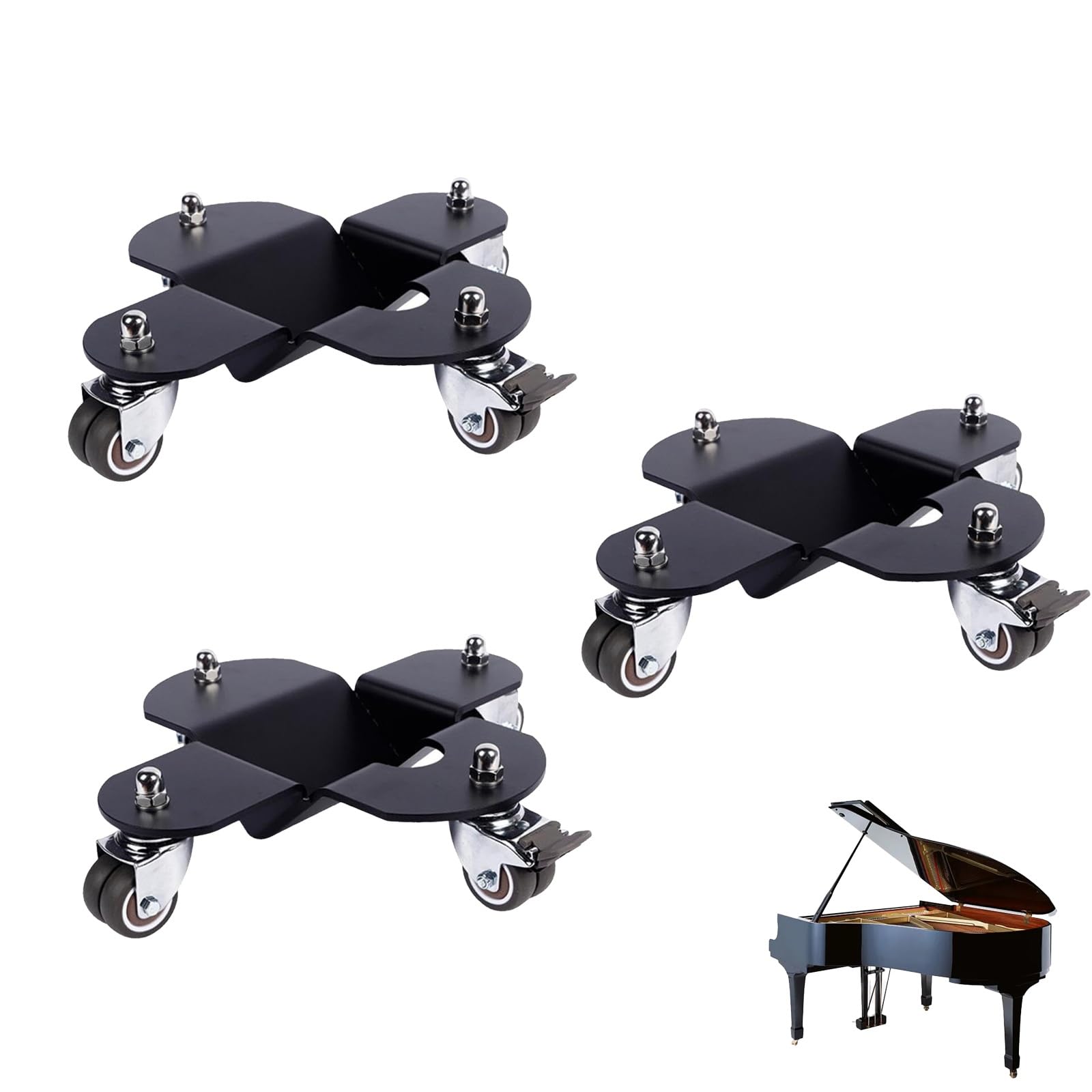 Carrello per pianoforte a coda, base mobile resistente con 4 ruote, piastra in acciaio ispessito, capacità di carico 800 kg, adatto per mobili ed elettrodomestici