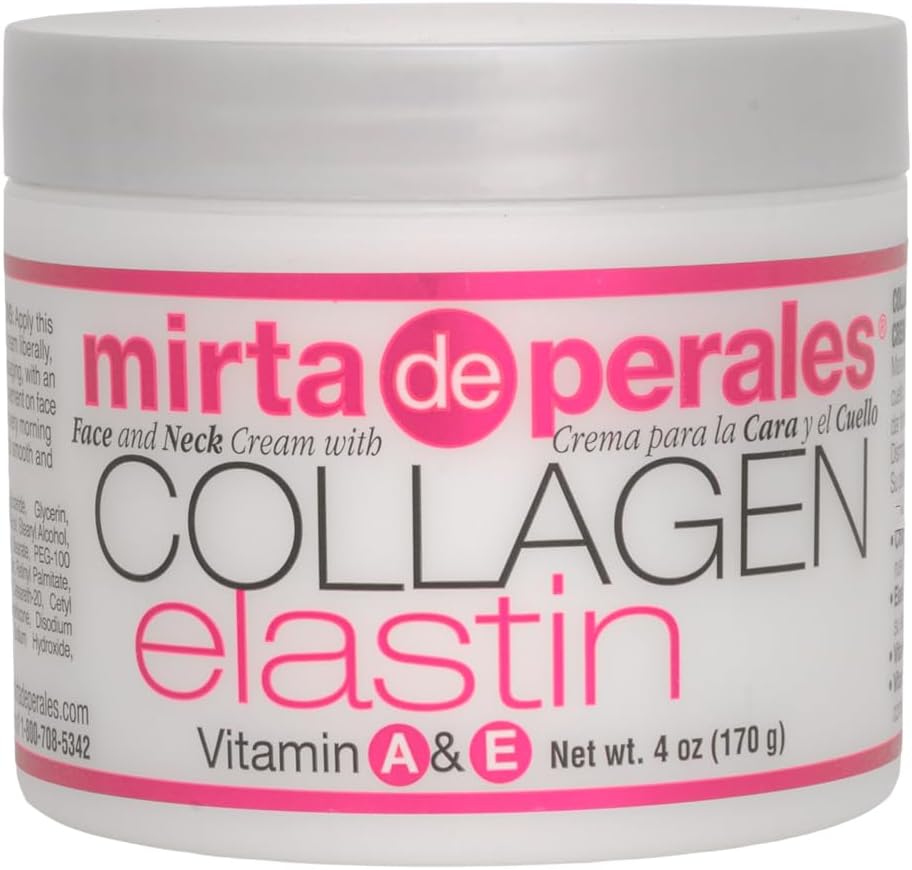 Mirta De Perales Collagen Elastin Face & Neck Cream with Vitamins A & E | Hydrating Anti-Aging Moisturizer for Firmness, Elasticity, Fine Lines & Wrinkles | Daily AM/PM Skincare Routine
