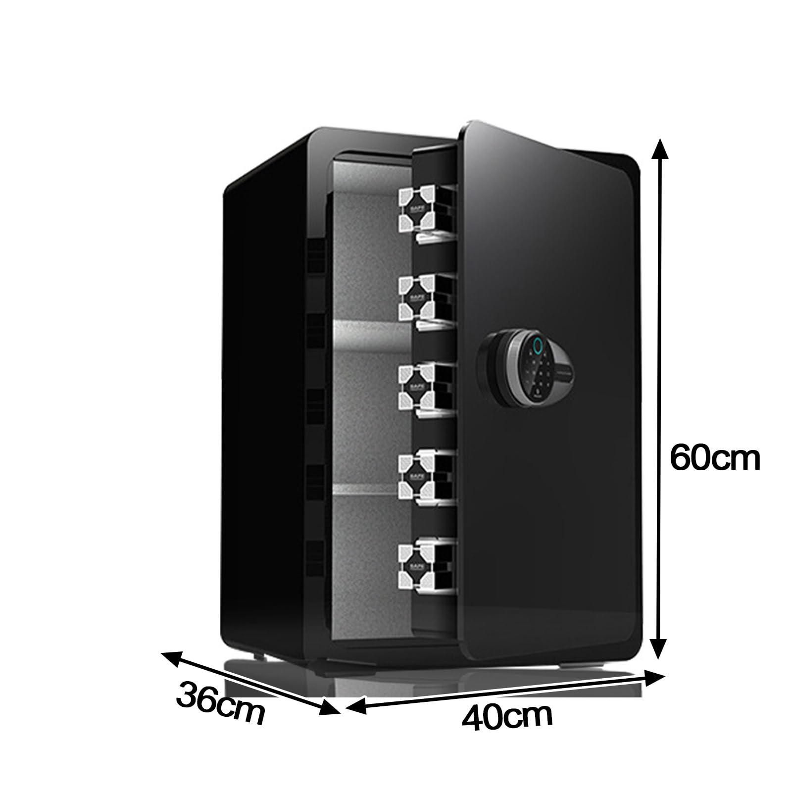 Caja Fuerte Ignifuga Suelo Acero Acero Caja Fuerte Inteligente con Huella Dactilar Control Remoto Por Wifi y Sistemas de Alarma Safe para el Hogar, Hotel y Oficina(Black)