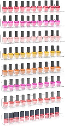 Sezanrpt Estante de esmalte de uñas para pared, organizador de esmalte de uñas transparente montado en la pared, estante de esmalte de uñas acrílico