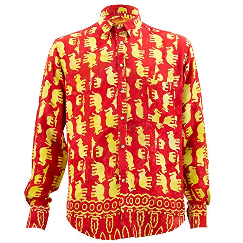 Chemise manches longues Loud Originals rouge à motif éléphants en coupe standard taille M 38cm