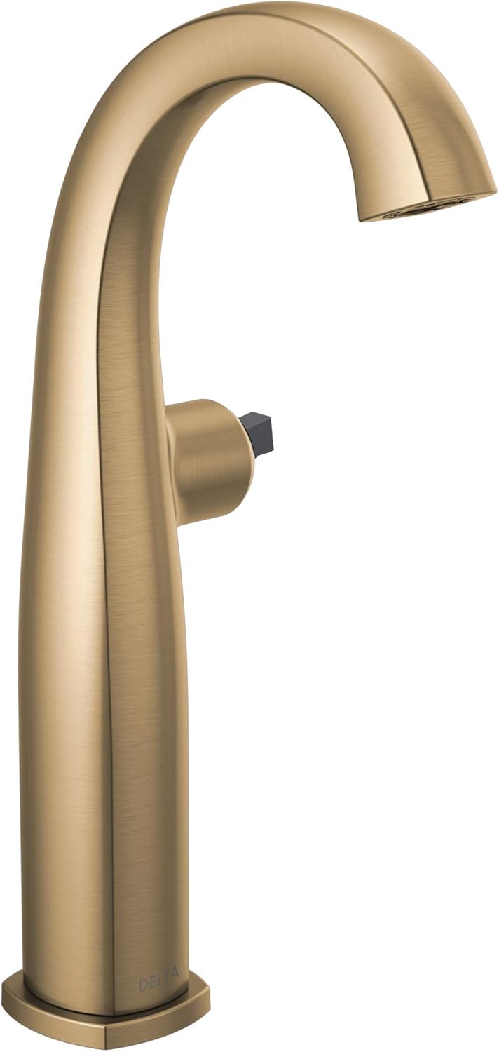 DELTA FAUCET 777-CZLHP-DST Single Bathroom Faucet-Less Handle Vessel, Champagne Bronze