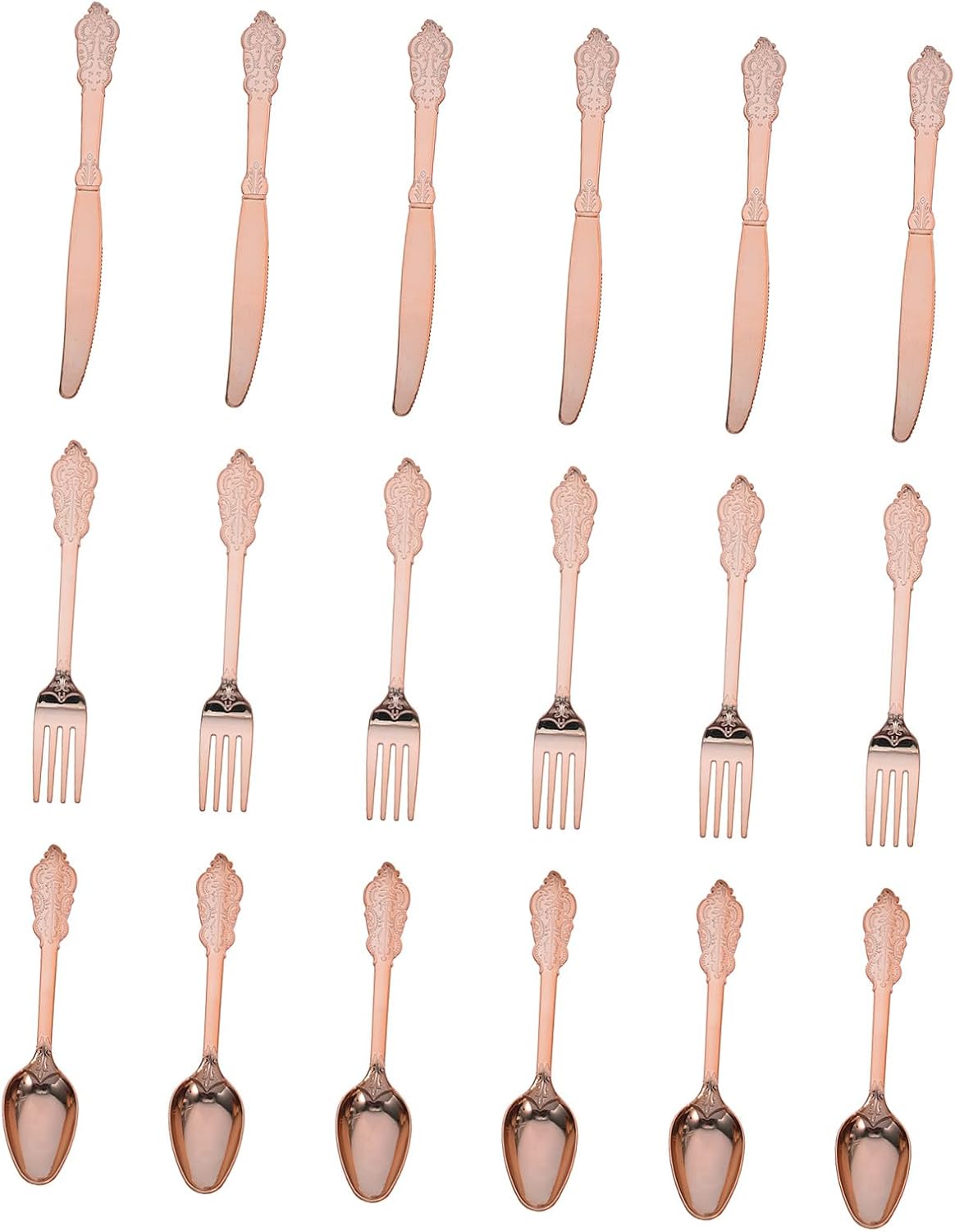 Disposable Gold Plastic Flatware Set 18pcs (6 Sets) with Fork Spoon Knife for Party Dessert Tableware Picnic Kitchen Utensils