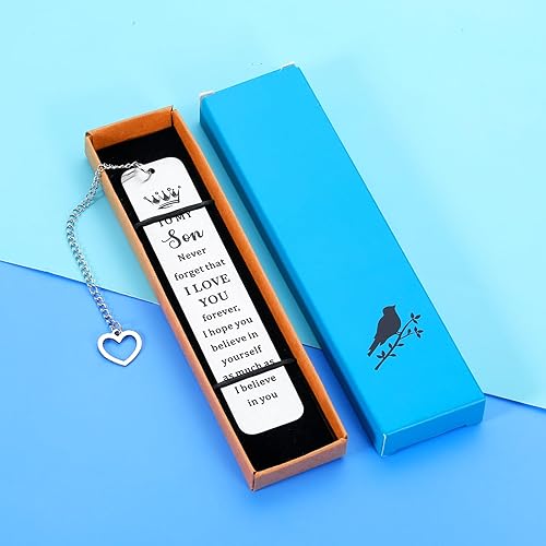 Miniatura 3 de Regalos para mi hijo, marcapáginas inspirador para hijo de mamá, papá, dulce 16, 18, 21, cumpleaños, Navidad, San Valentín, graduación, día de boda,