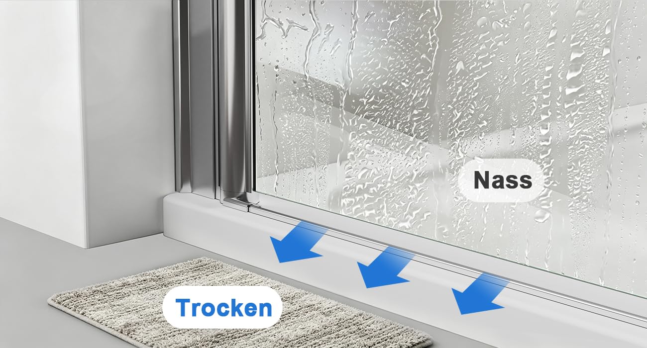 Duschtür 100x195 cm Nischentür Duschabtrennung Pendeltür Drehtür Schwingtür Dusche Duschwand Glas Duschtrennwand Nischendrehtür – 6 mm ESG-Glas