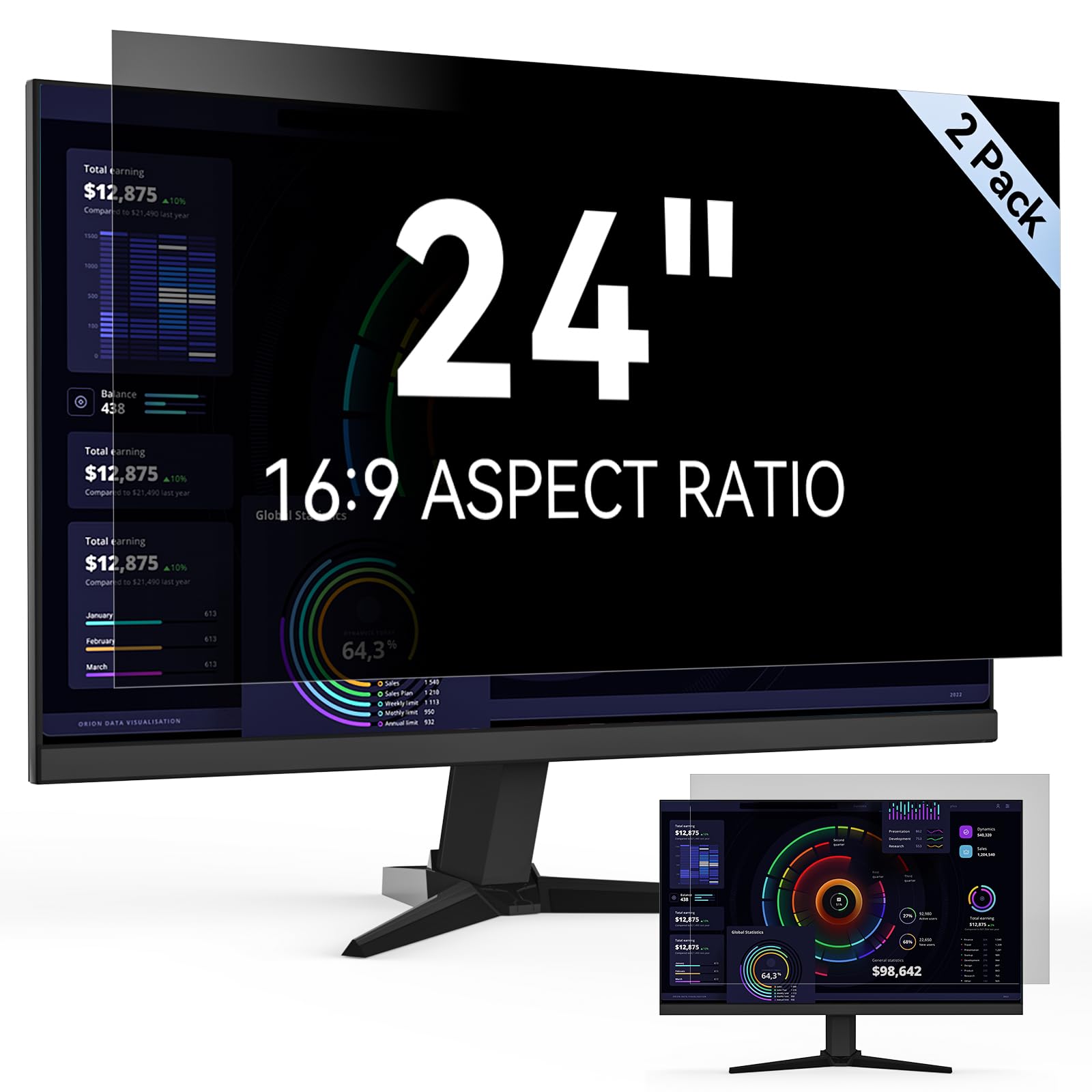 [2 Pack] 24 Inch Privacy Screen Filter 