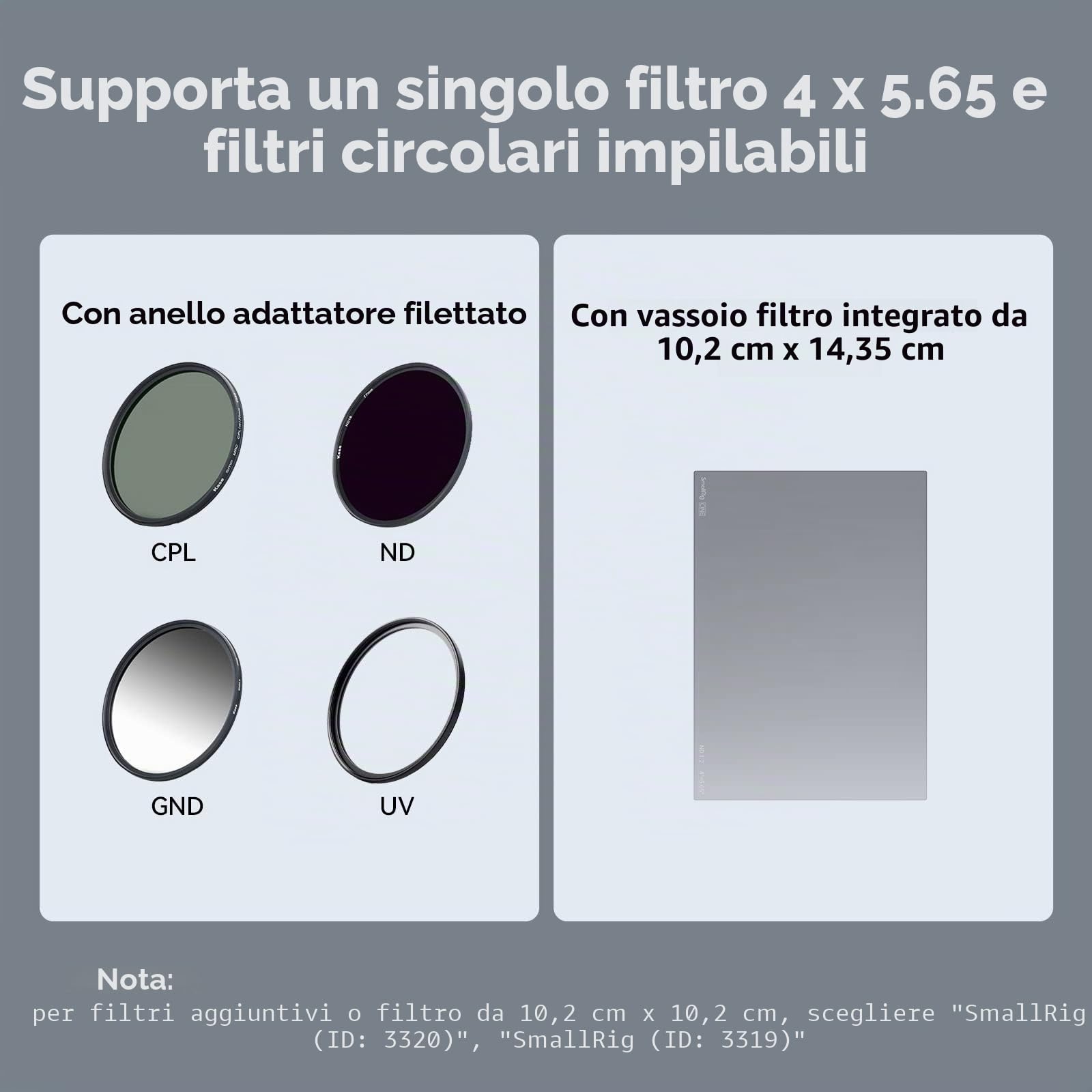 SMALLRIG mini Matte Box Lite con Vassoio Filtro Bandiera Superiore Compatibile con Obiettivi 67mm/72mm/77mm/82mm/95mm per DSLR e Fotocamere Mirrorless - 3575