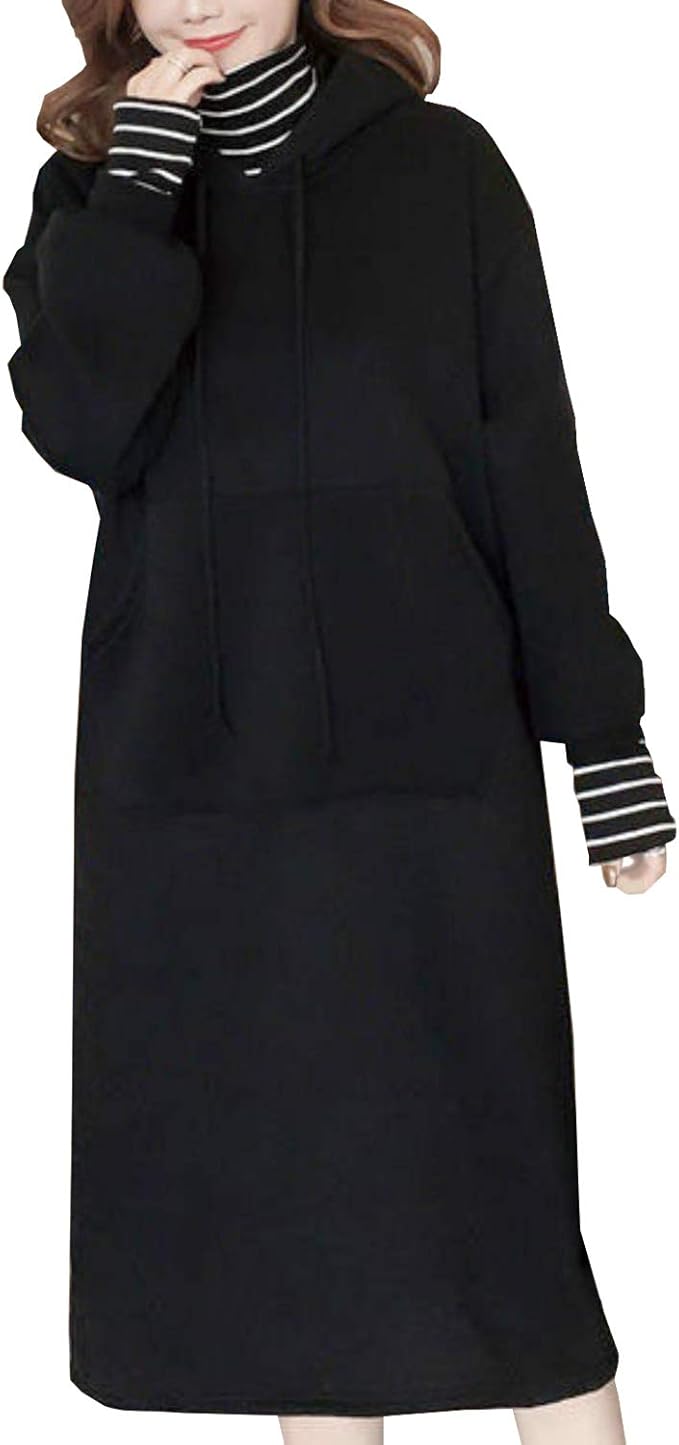 Amazon Co Jp My Spica 授乳口付き ロング パーカー ワンピース 長袖 授乳 産前産後 妊婦服 授乳服 体型カバー 秋 冬 防寒 ブラック 黒 服 ファッション小物