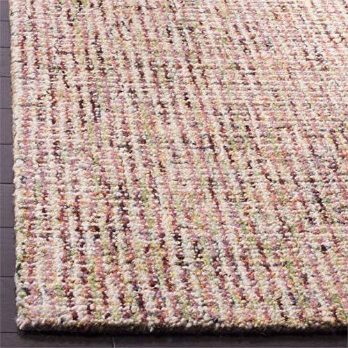 Ivory and Grey Abstract Handmade Wool 9' x 12' Area Rug