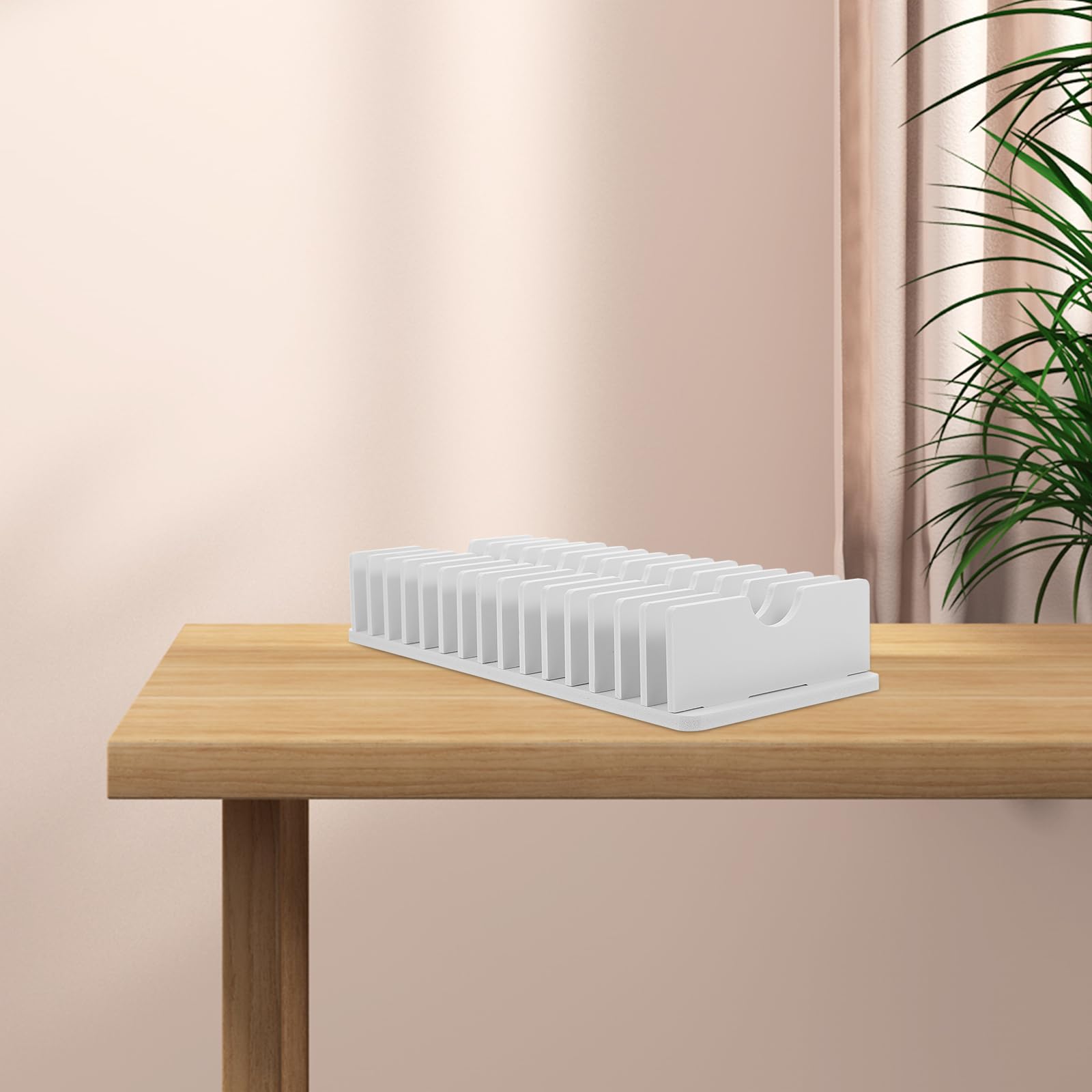 NUOBESTY Support De Téléphone Portable Pour Bureau Avec 15 Compartiments Organisateur En Pvc Pour Calculatrices Et Rangement