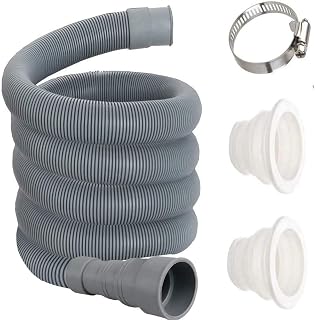 Tuyau de vidange, rallonge de tuyau de vidange pour machine à laver et lave-vaisselle, avec 2 joints d'étanchéité et 1 collier de serrage (5 m).