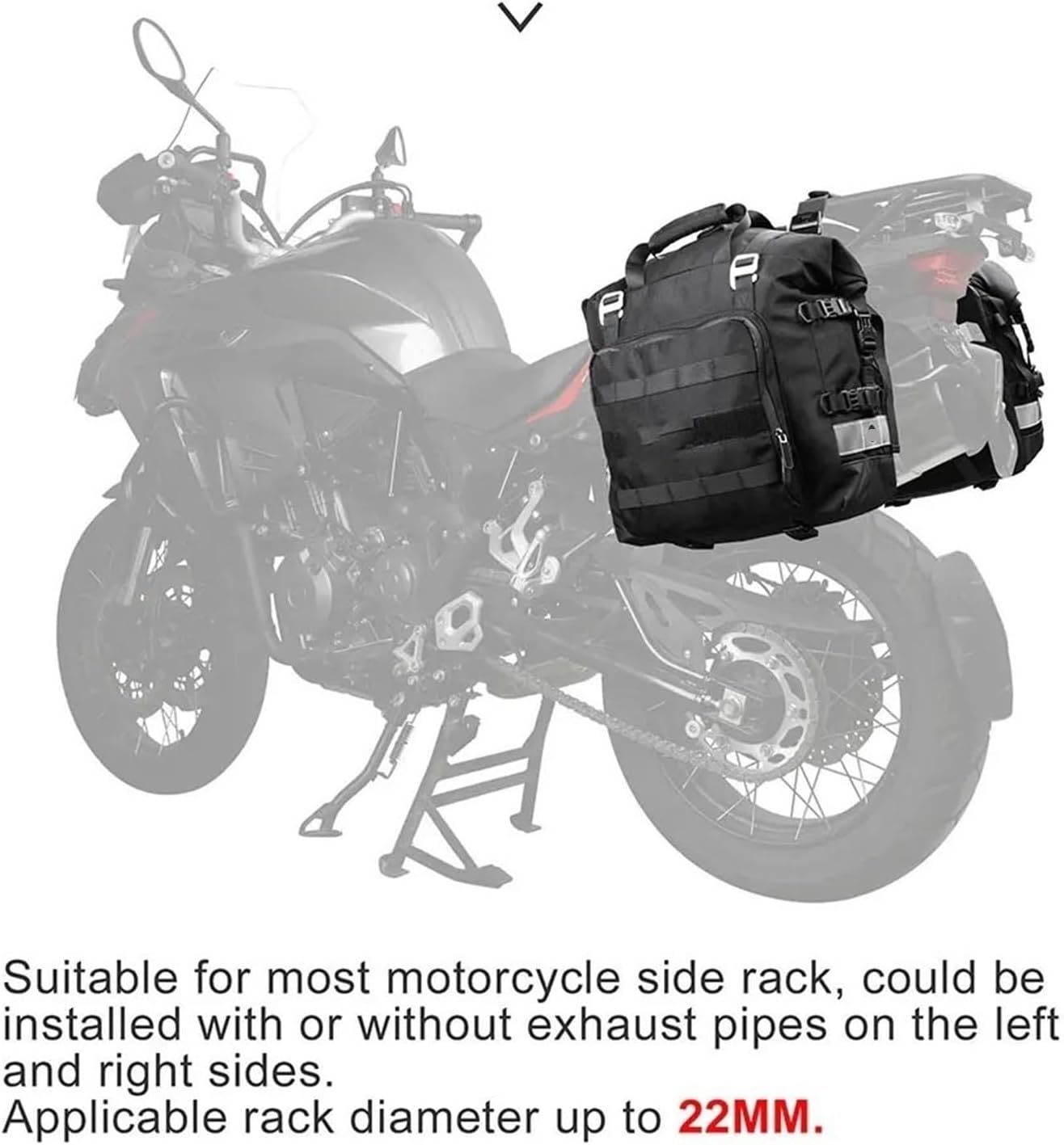 オートバイのフレームクバッグ バイクサイドバッグ フルインサイド 20L 拡張 30L フックサドルバッグ 取り外し可能なバイク用荷