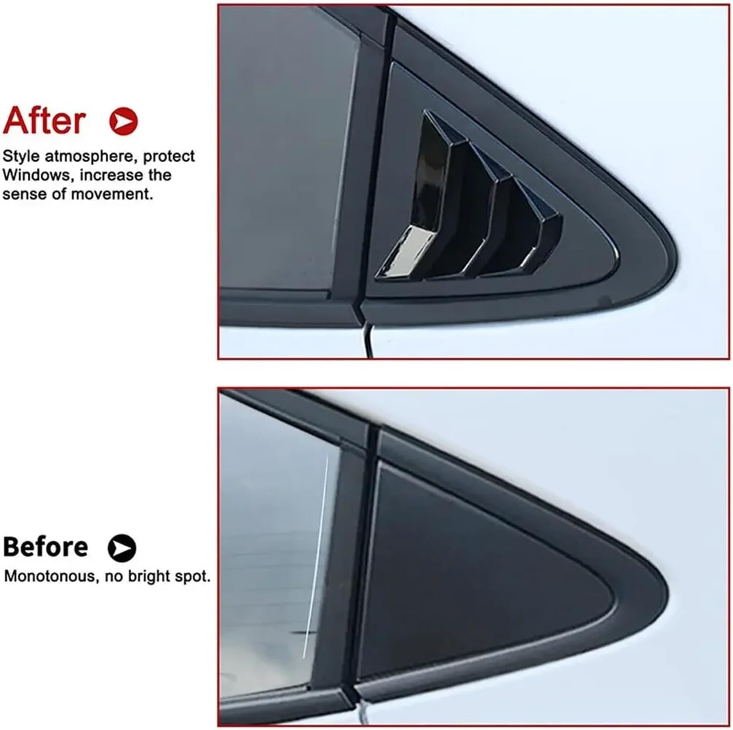 Car Rear Window Louver Compatible with Toyota Corolla Sedan 2019-2023 Shutter Cover Scoop Side Vent Trim Windshield Cover(Carbon Look)