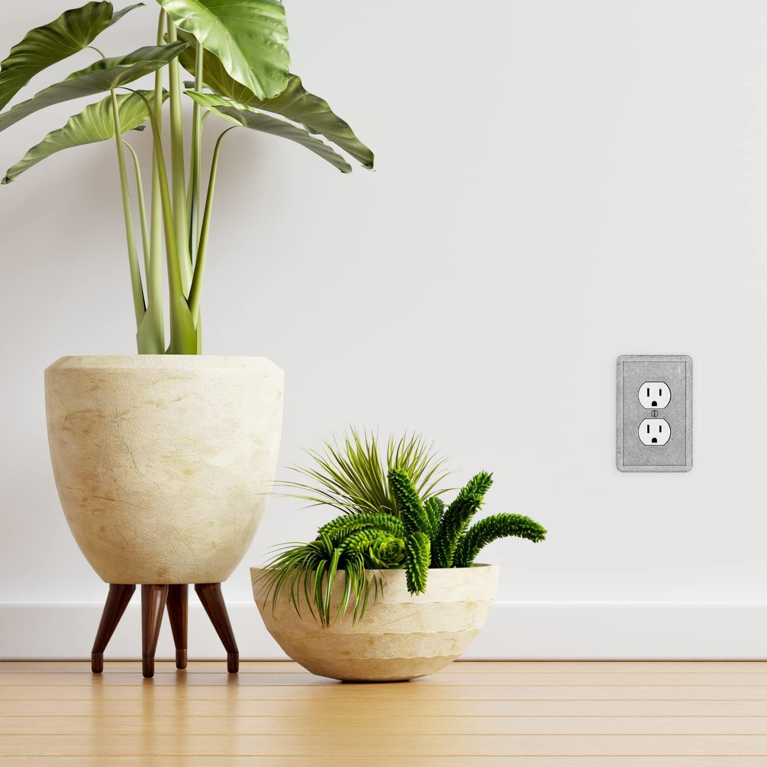 Questech Outlet Cover, Single Duplex Wall Plate 1-Gang Switch Plate Standard Size Electrical Outlet Receptacle Cover, Decorative Tumbled Texture, Gray