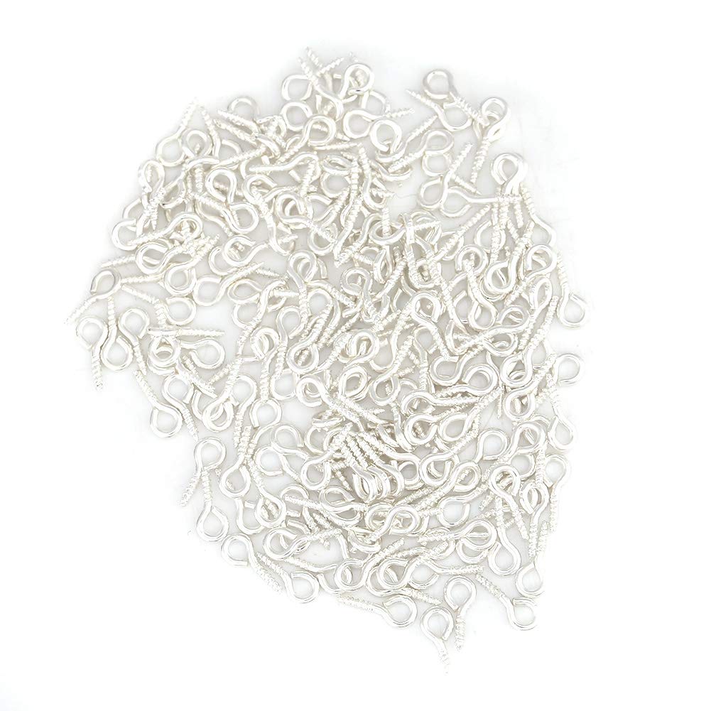 200Pcs Alloy Eye Pins, for Long-Lasting Thread Screw Eye Hooks for Jewelry Making in 3 Elegant Colors(Silver)