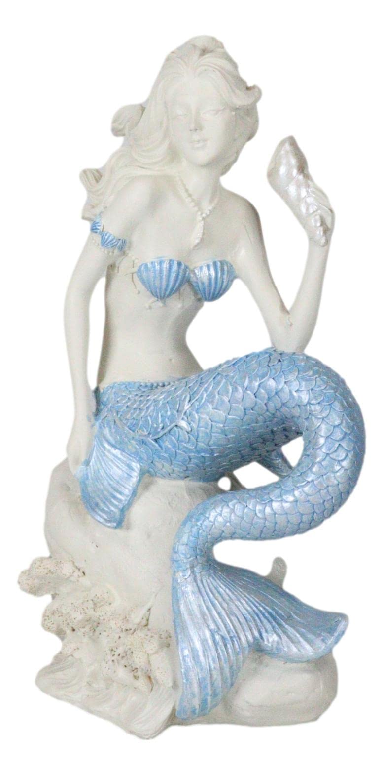 Mermaid blue big shell完売しました Amazon.com: Ebros Gift Nautical Ocean Goddess Pretty Mermaid with