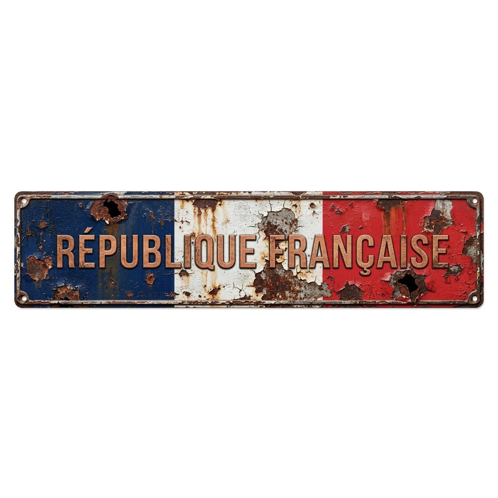 France Flag Textured Display Metal Tin Skinny Sign Plaque Wall Decor for Cafe, Club Bar, Office, Home Garden Metal Poster 4x16Inch