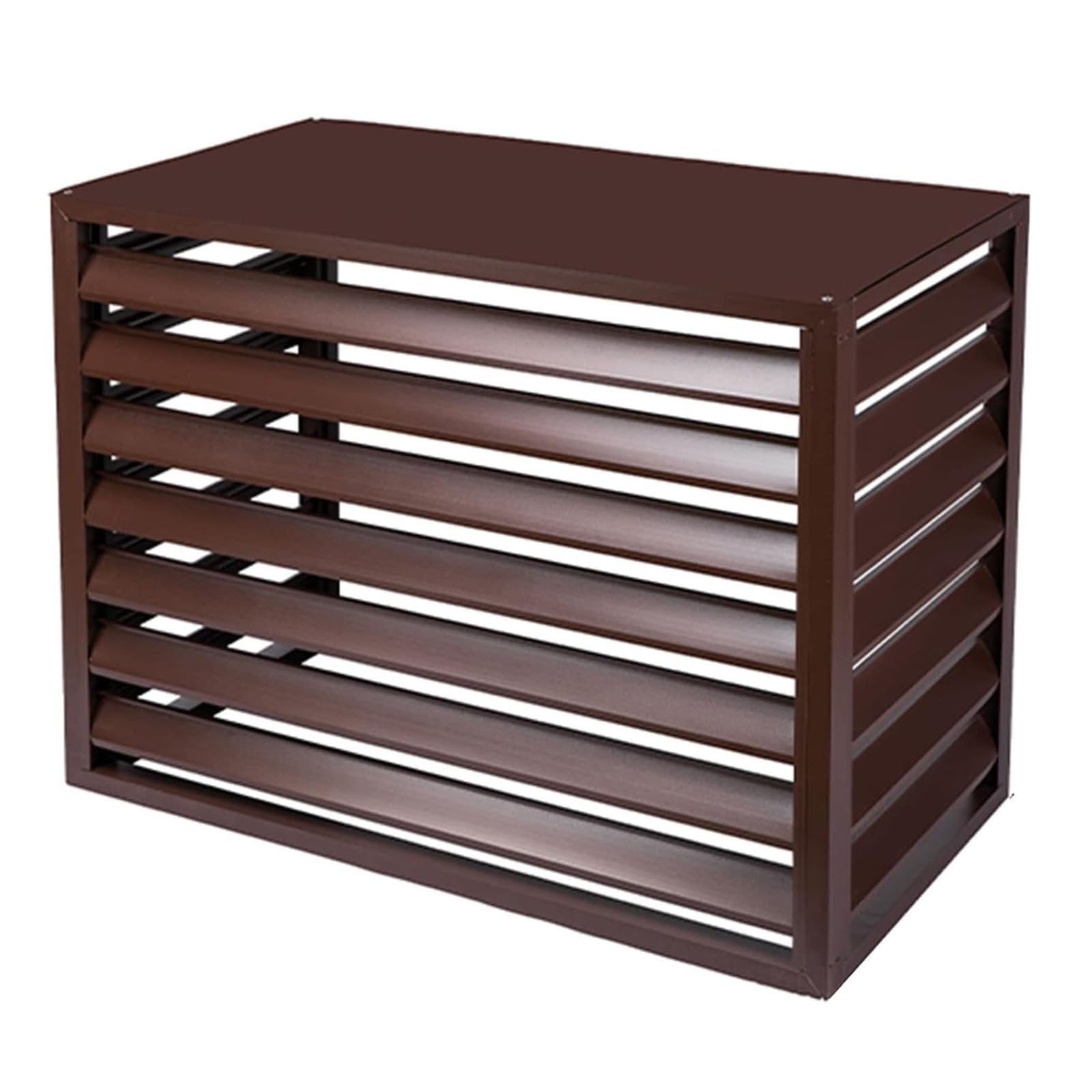 QYMYOZ Outdoor Air Conditioner Cover - All-Weather Aluminum AC Unit Protector, Sturdy Privacy Fence Screen, Outdoor Condenser Guard, Pool Equipment Barrier, Brown