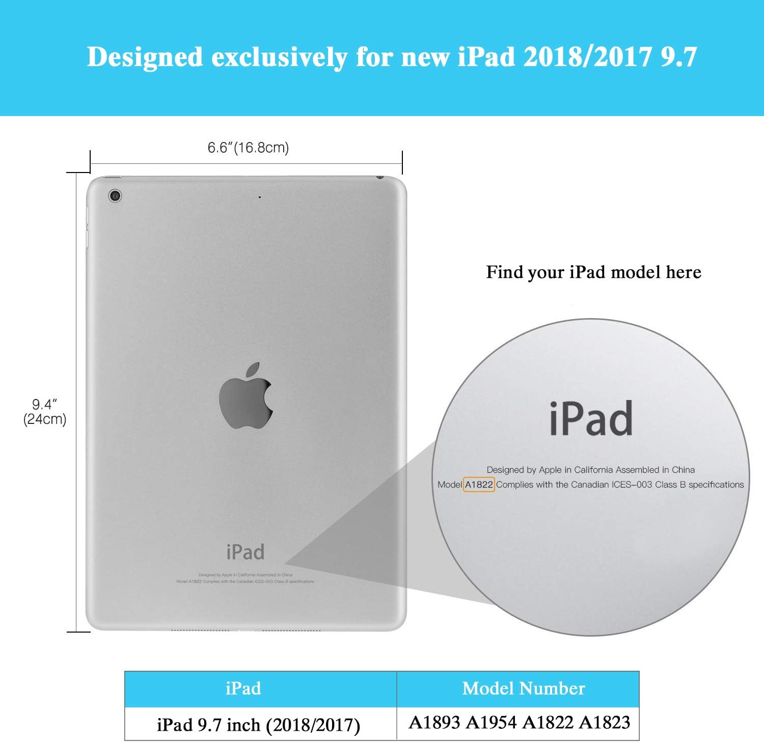 TiMOVO Cover Compatible for iPad 9.7 2018/2017 Case (Compatible with Official Smart Cover) - Slim Fit Back Shell Hard Clear Case Cover Fit iPad 9.7 Inch iPad 5th/6th - Clean Clear