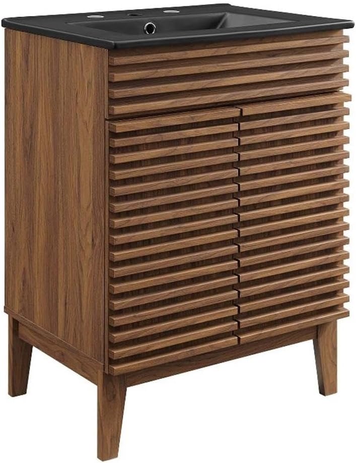 Modway Render 24" Bathroom Vanity with Sink in Walnut Black