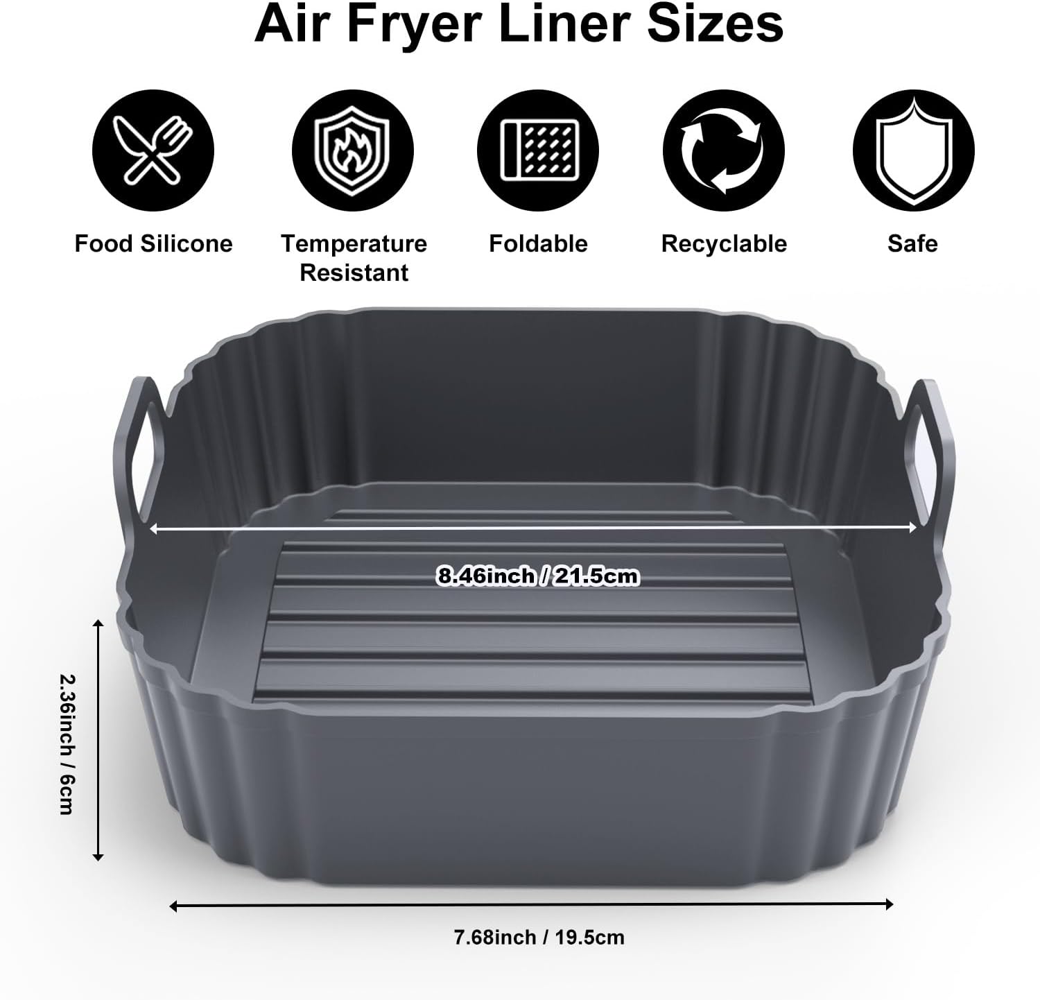 Square Silicone Air Fryer Liners 2 Pack, Compatible with Ninja AF141 181, 8.5 Inch Air Fryer Liners for COSORI 5-6.5 QT, Reusable Silicone Basket, Air Fryer Accessories - Image 2