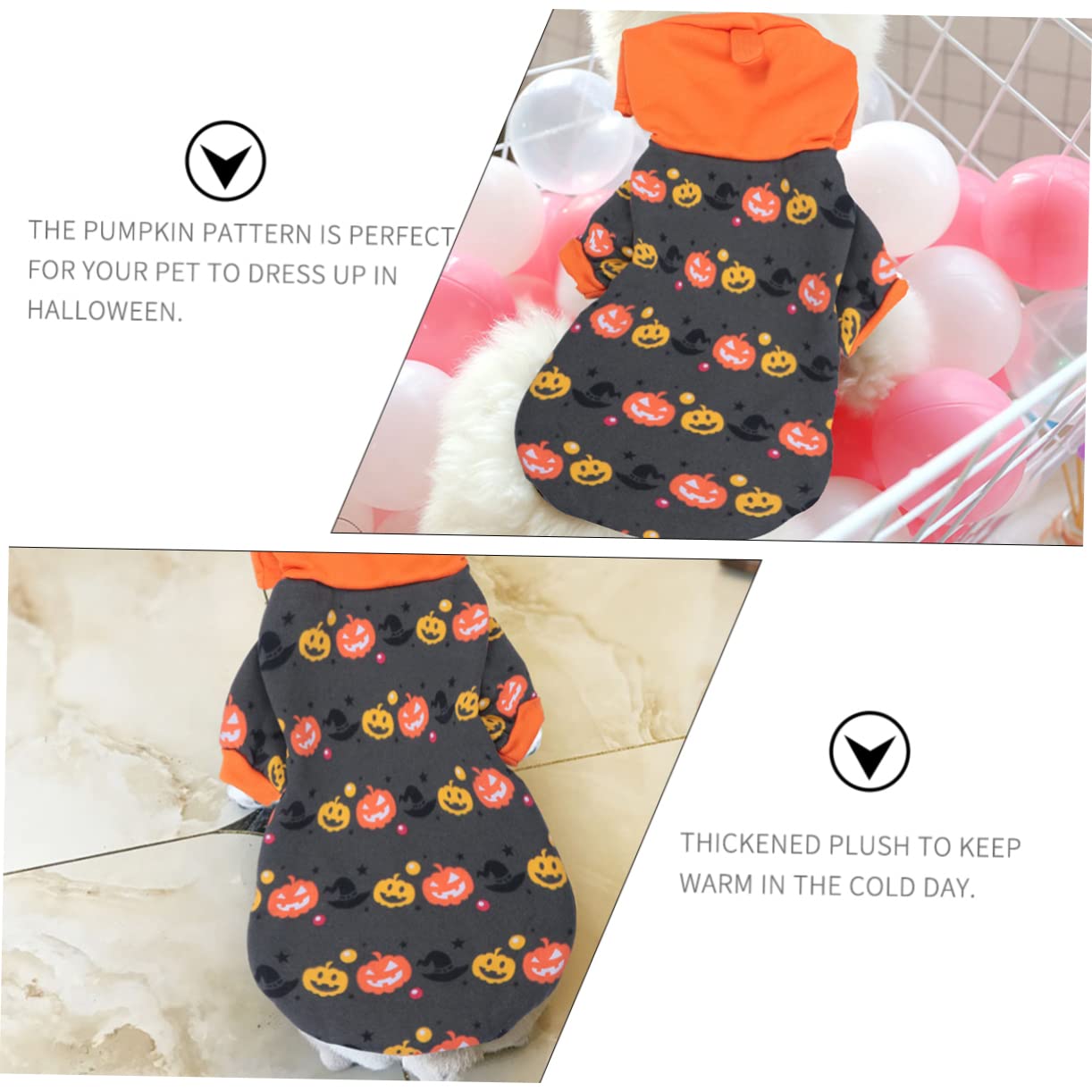 HMJGDHX 2 Pezzi Addensare Vestiti Caldi per Animali Domestici Costume da Zucca di Halloween per la Festa di Cosplay dell'animale Domestico del Cane