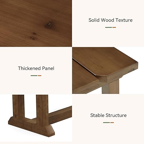 Miniatura 6 de Banco de zapatos de madera maciza, banco de entrada de granja de 59 pulgadas, asiento de cama rústico estrecho para dormitorio, entrada, pasillo,