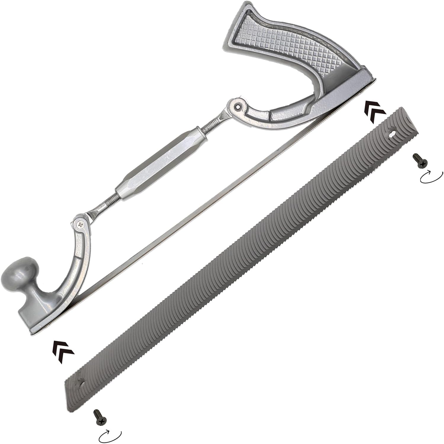 KUZURYU Adjustable Flexible Body File Holder, Adjustable for Convex & Concave Curves, 14" 9-TPI Dual-Side Blade for Smoothing, Shaping & Filing, Fits Multiple Adapters.
