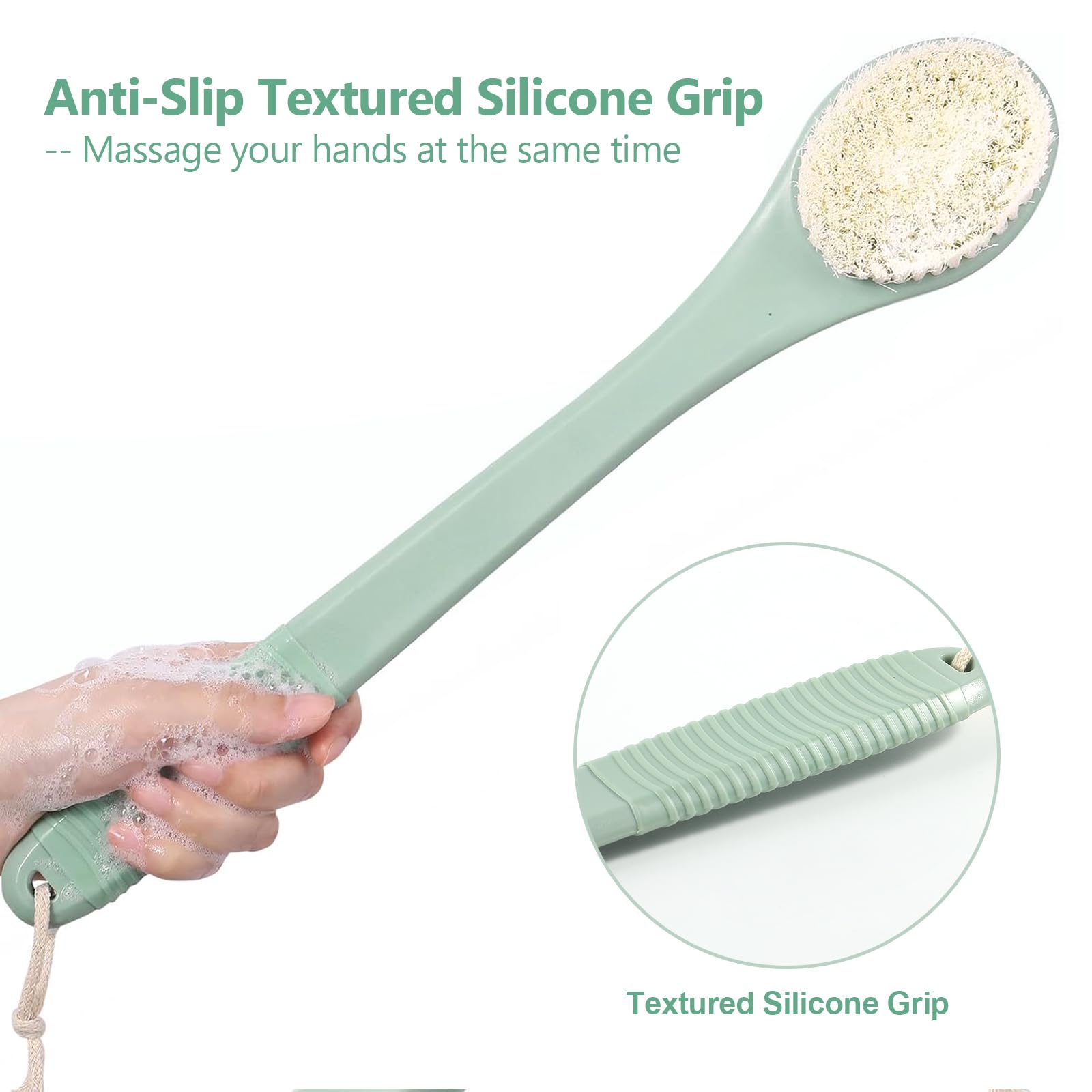 ROLIZOE 17-Inch Back Scrubber for Shower Anti-Slip Exfoliating Body Brush for Bath Gentle Back Brush for Shower for Men and Women - Image 2