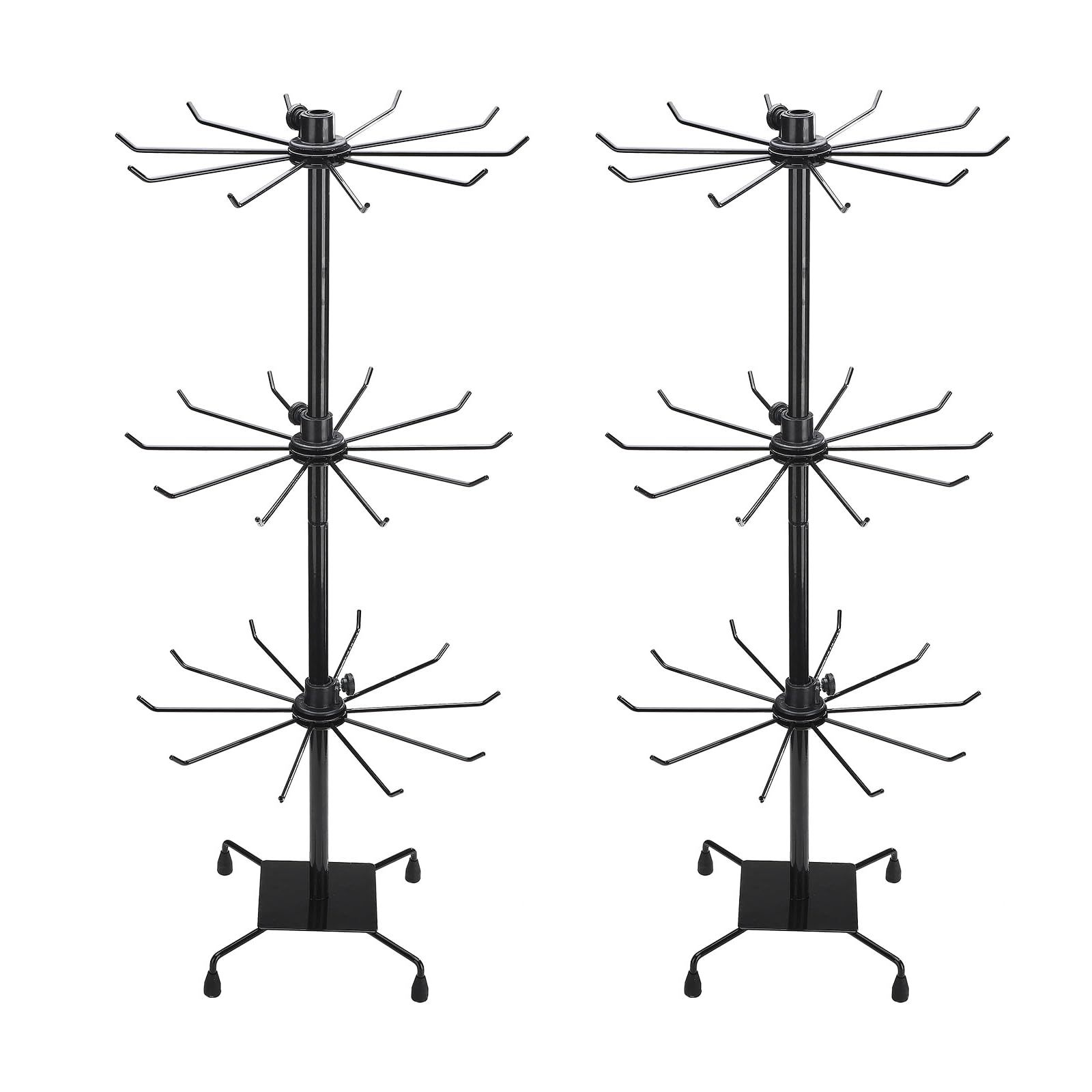 BestAlice 2Pack 3 Tier Rotating Jewelry Display Stand, Necklace Rack, Fashion Counter Tree, Adjustable Metal (2Pcs, Black) โ image 1