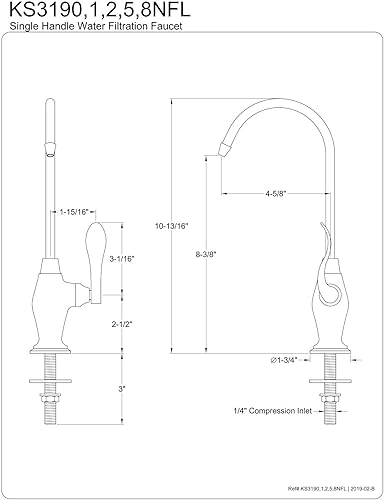 Vista 2 de Kingston Brass Gourmetier KS3195NFL Nuwave - Grifo francés de filtración de agua de un solo mango, bronce aceitado, 10.81 x 4.63 x 1.75 pulgadas Oil