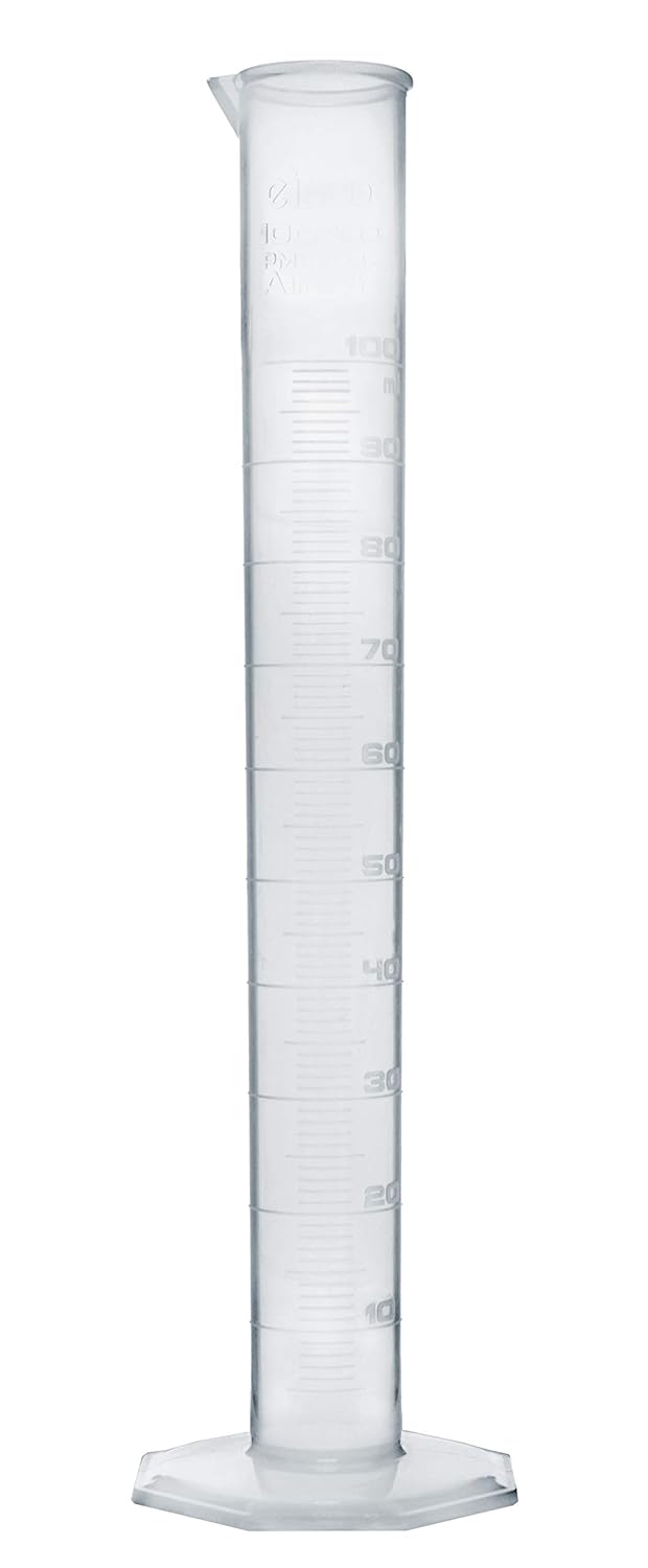 EISCO Graduated Cylinder, 1000mL - Class A Tolerance - Octagonal Base - TPX Plastic - Industrial Quality, Autoclavable