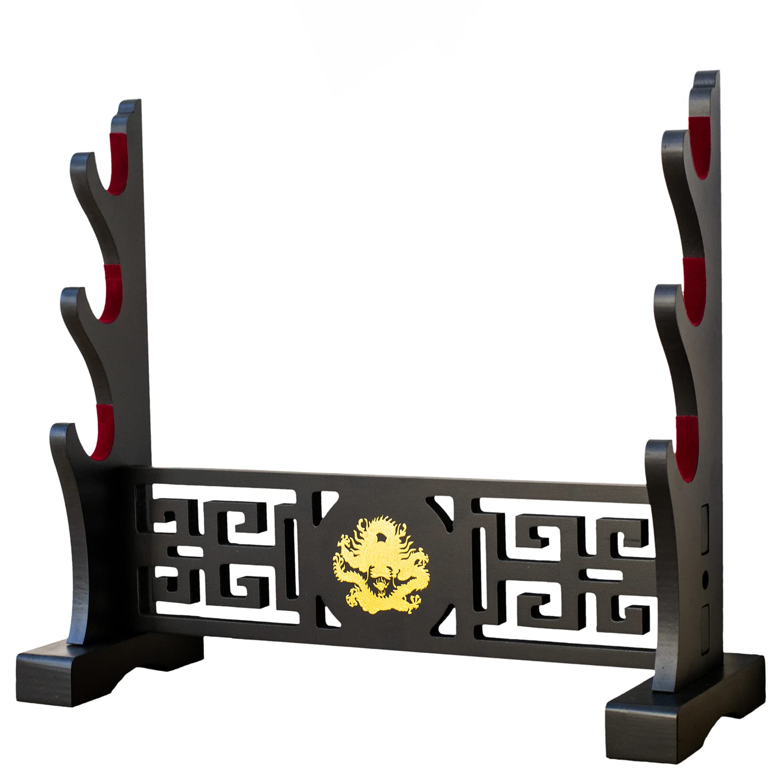 Porta spada in velluto giapponese imbottito Katana Stand Samurai Display Rack Support All Tanto Spade (Drache-3)