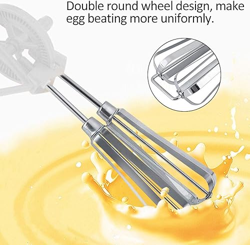 Miniatura 3 de Batidor manual de acero inoxidable Batidor de huevo batidor de huevo giratorio de mano Mezclador de cocina Herramienta de cocina (blanco)