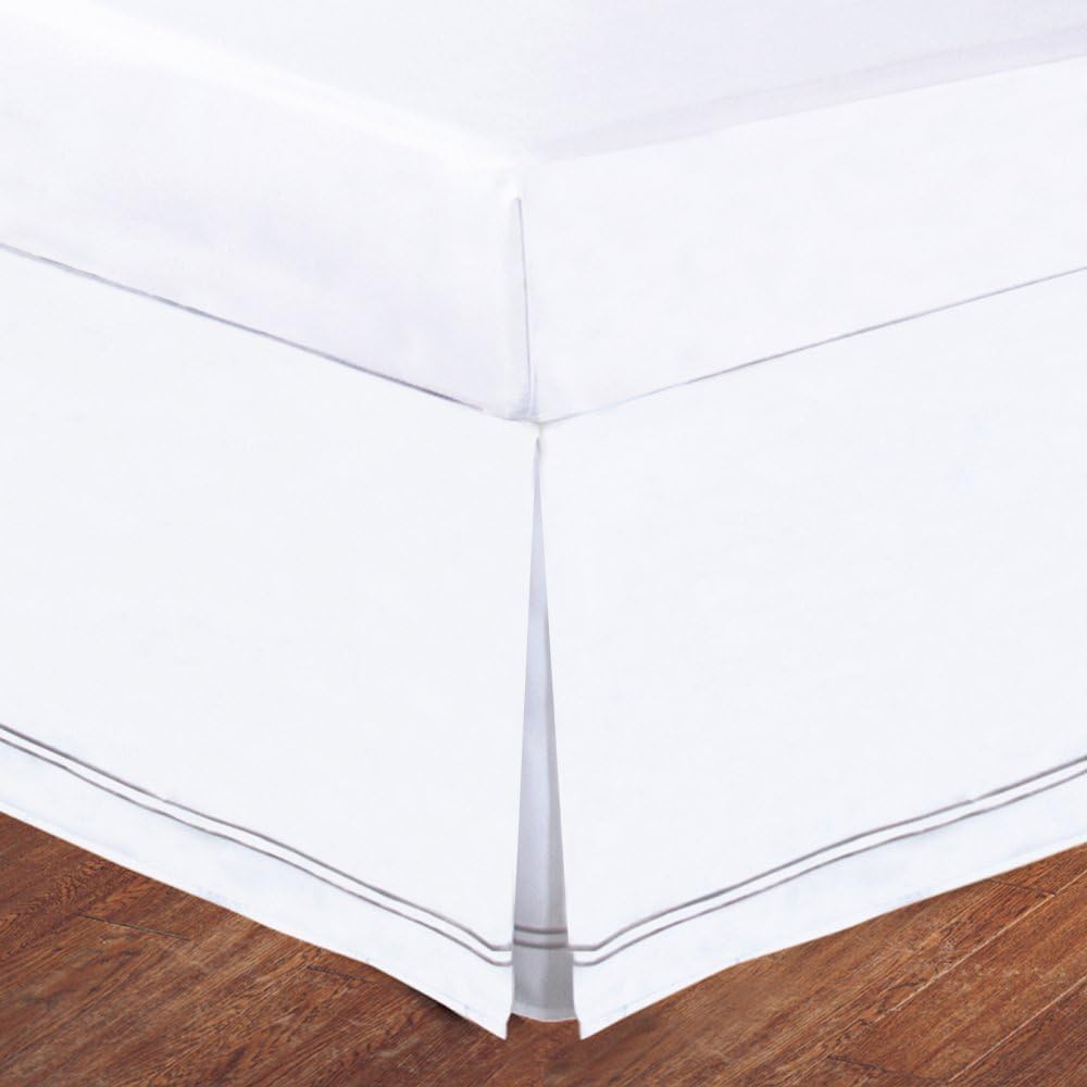 Levinsohn Luxury Hotel Tailored Bed Skirt - Baratta Stitched Hem, Silver, Full