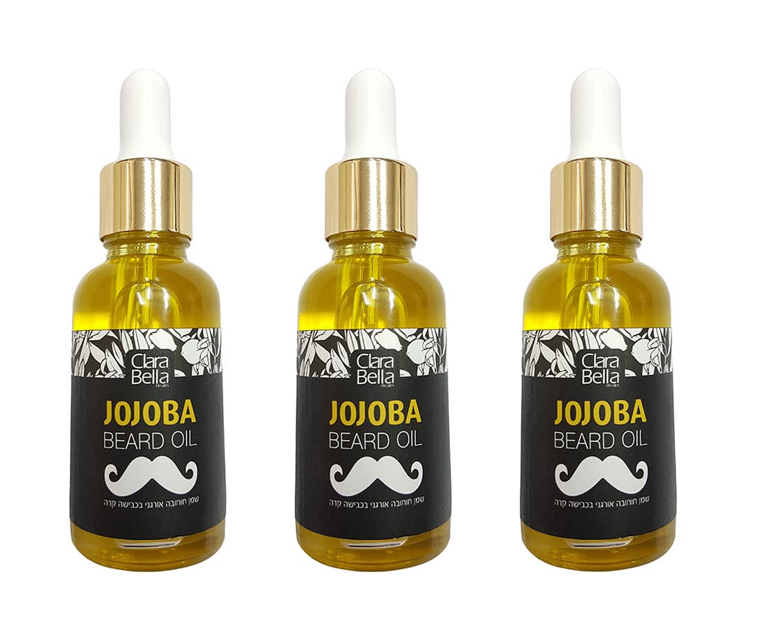 Jojoba Beard Oil for Men – 3 Pack | 100% Pure Organic, Unscented & Soothing | Softens Coarse Beard & Mustache Hair | 1 fl oz Each (30ml) | Great for Gifting – Split into 3 Individual Gifts