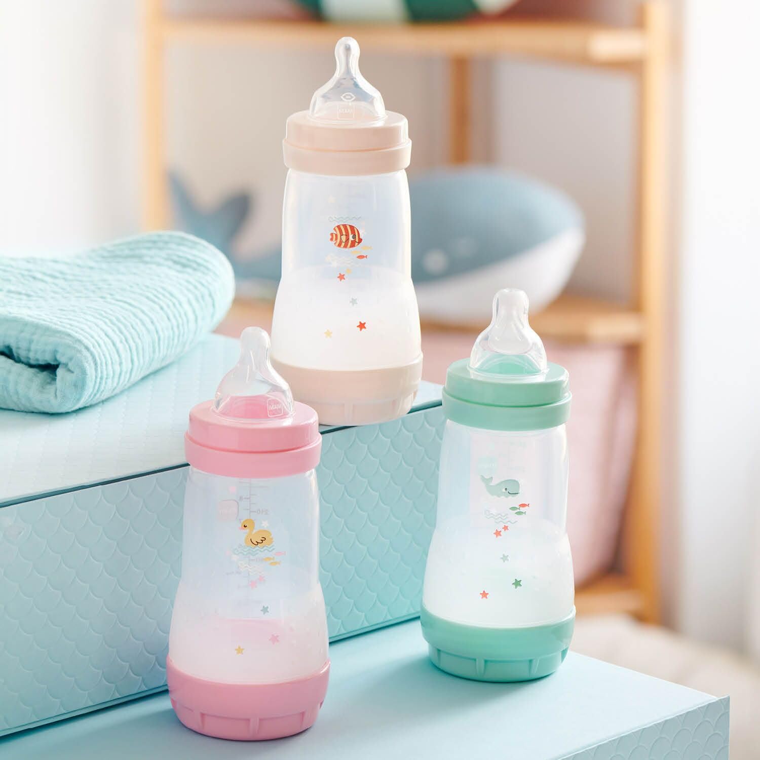 MAM Biberon Set Neonato con 2 biberon anticolica Easy Start 130 ml e 260 ml e Ciuccio Original Start, Riduce bolle d'aria e il rischio di coliche, Accessori neonati con tettarella in silicone, Neutro