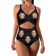 Custom Face Swimsuits for Women Funny Bathing Suits with Photo Picture Husband Face