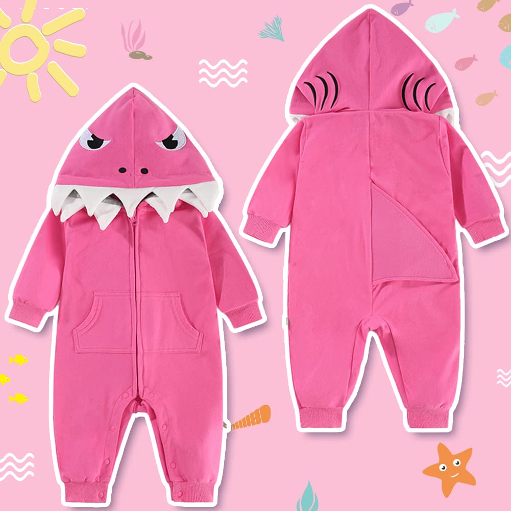 ALLAIBB Baby Infant Shark Costumes Outfit Cotton Romper Cute Jumpsuit Hooded Outwear for Toddler Baby Boys Girls 3-24M - Image 4