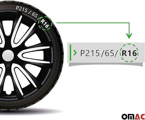 Miniatura 7 de OMAC - Juego de 4 tapas de cubo de 16 pulgadas color blanco mate negro mate para Subaru Impreza, Tapas para Rines 16, fundas de rueda premium de 16
