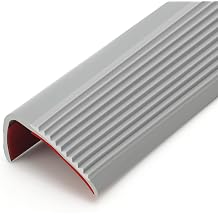 Stair Anti Slip Nosing, Self-Adhesive Vinyl Edging Strip, Flexible PVC Rubber Treads Edge Trim for Outdoor & Indoor Uses 32.8ft, Grey