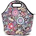 Neoprene Insulated Lunch Bag For Women Cooler Lunch Box For Adult Waterproof Lunch Tote Bag - Black Flower