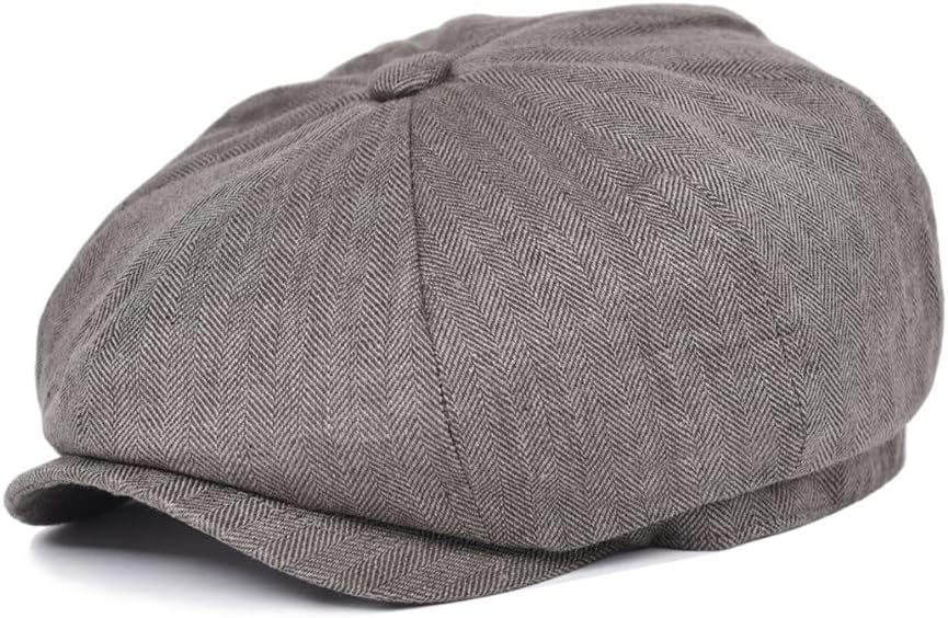 Wool Tweed Herringbone Cap for Mens Women Beret Cabbie Driver Hat Golf Ivy Flat Hats