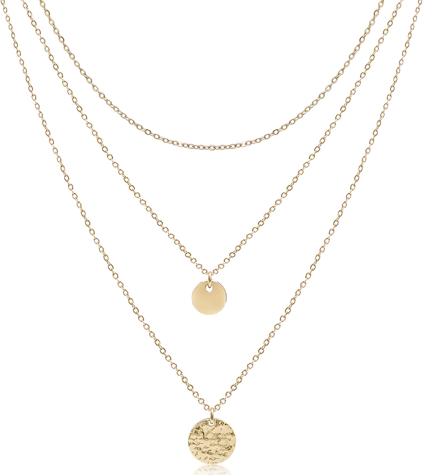 AisanstyAisansty Dainty Layered Choker Necklaces Handmade Coin Tube Star Pearl Pendant Multilayer Adjustable Layering Chain Gold Plated Necklaces Set for Women