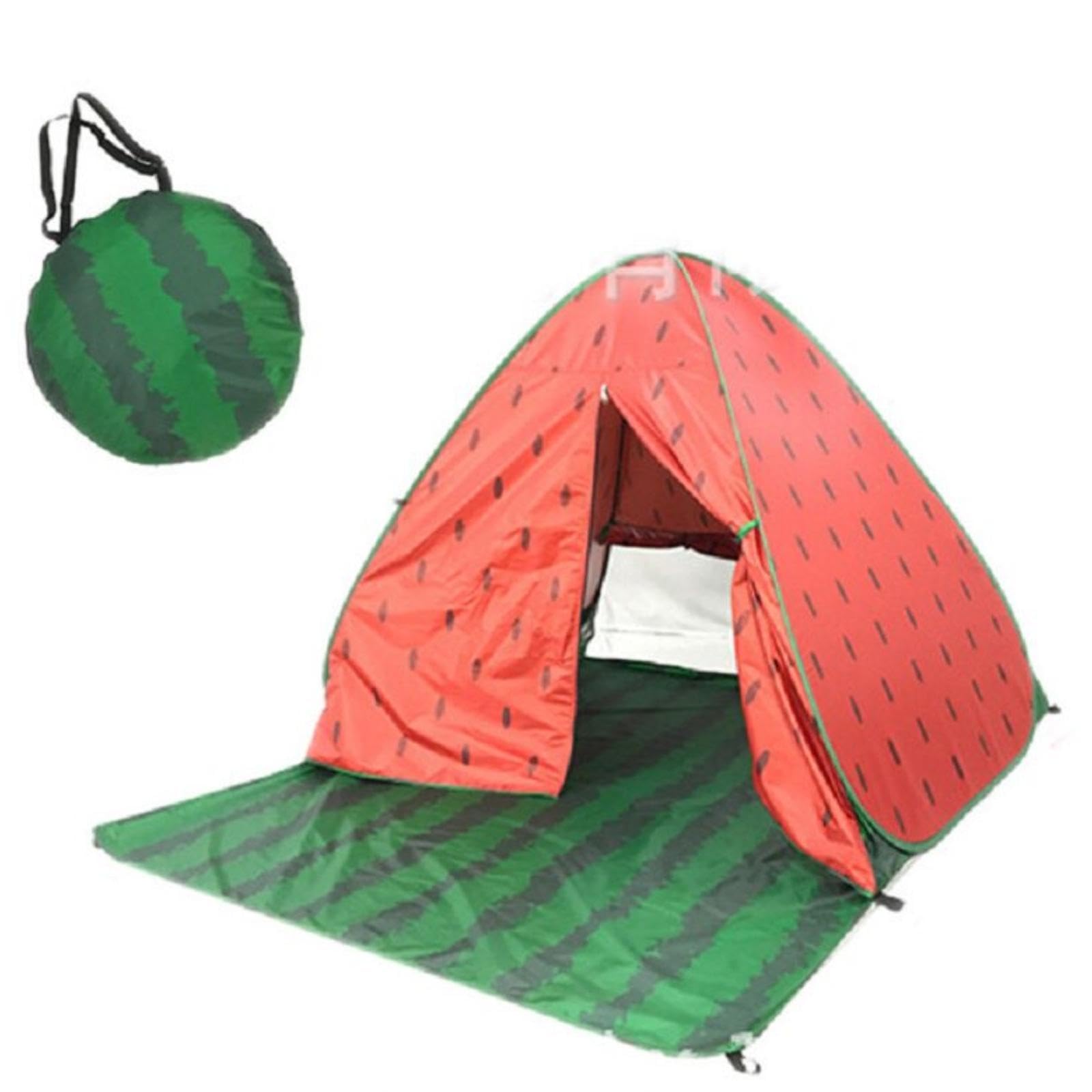 Beach Tent with Carry Bag Foldable Beachside Tent Freestanding for Families, Park, Camping Watermelon Print L Upgraded-image-17