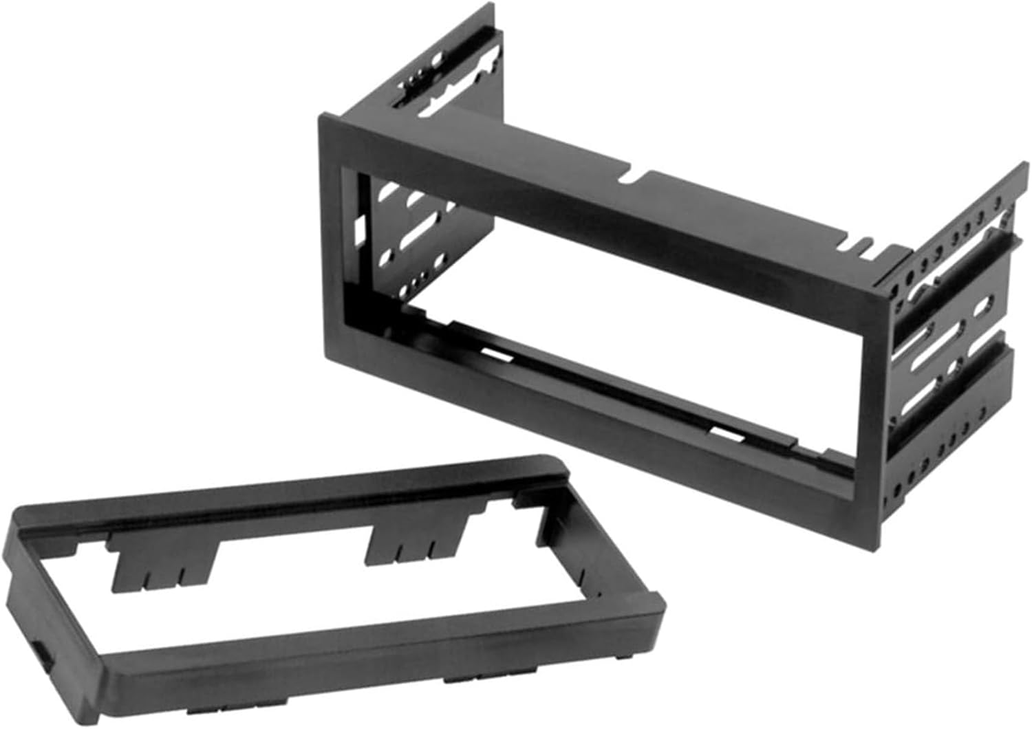 Diagram showing various wiring harnesses and adapters for connecting an aftermarket stereo to a vehicle's electrical system.