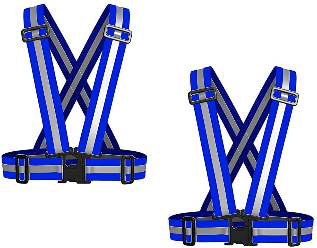 AQSON2 PCS Pack of Adjustable Reflective Vest Belt For Safety With High Visibility Blue Color